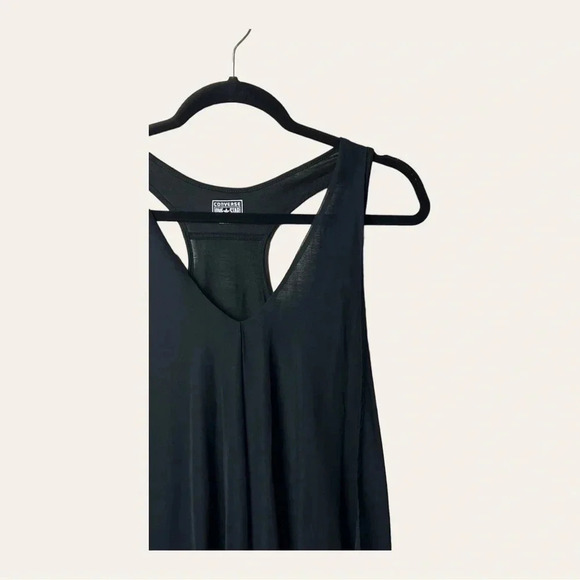 0006. Converse ONE STAR TANK TOP SHEER LAYER ON TOP BLACK SIZE MEDIUM - Picture 2 of 9
